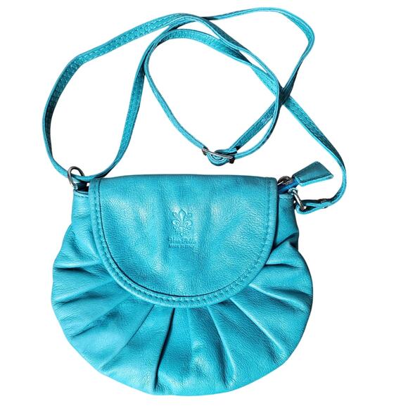 Vera Pelle Handbags - Vera Pelle Italian Leather Purse Crossbody Teal Small Bag